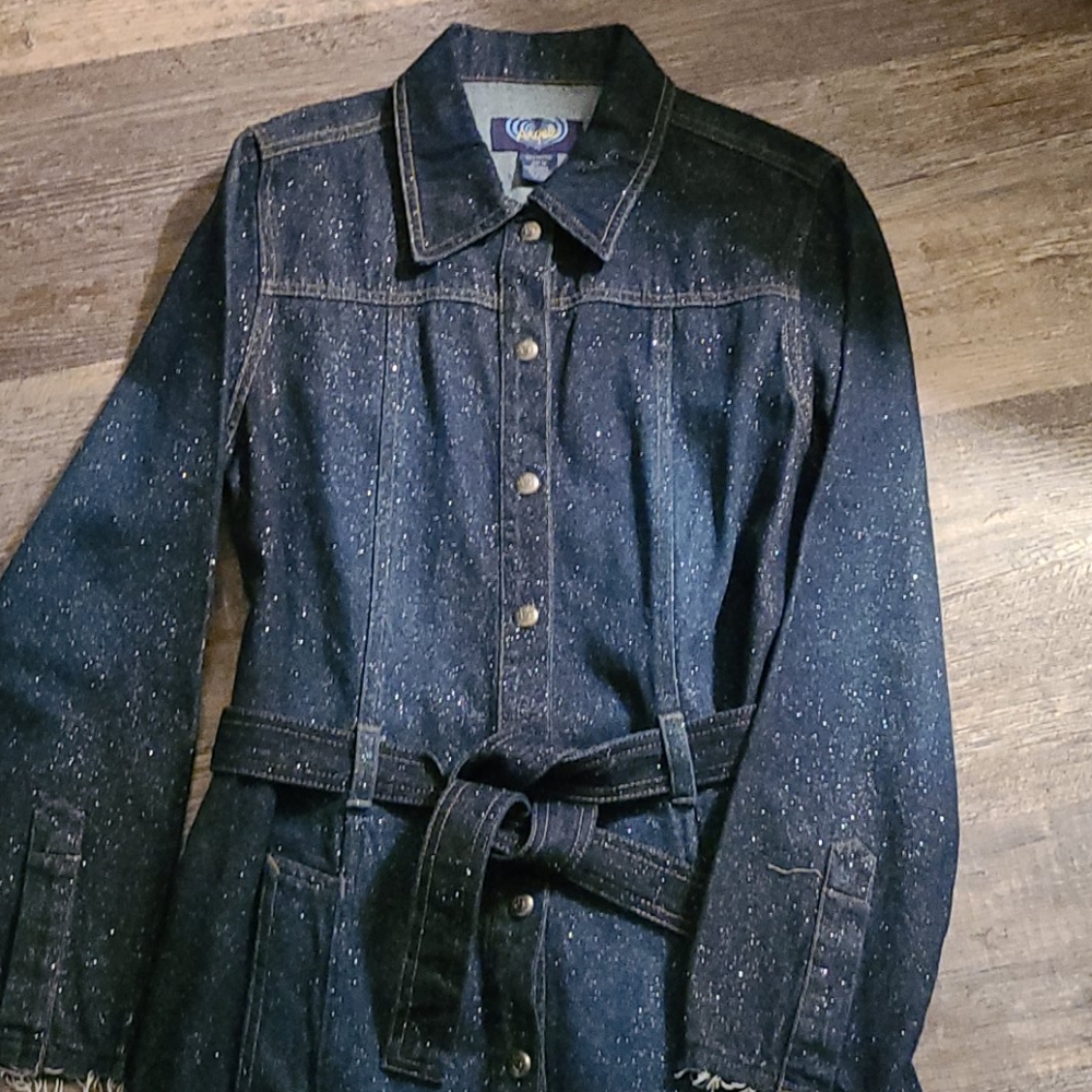 Dark Denim Wash Woman's Trench Coat/Jean Jacket M